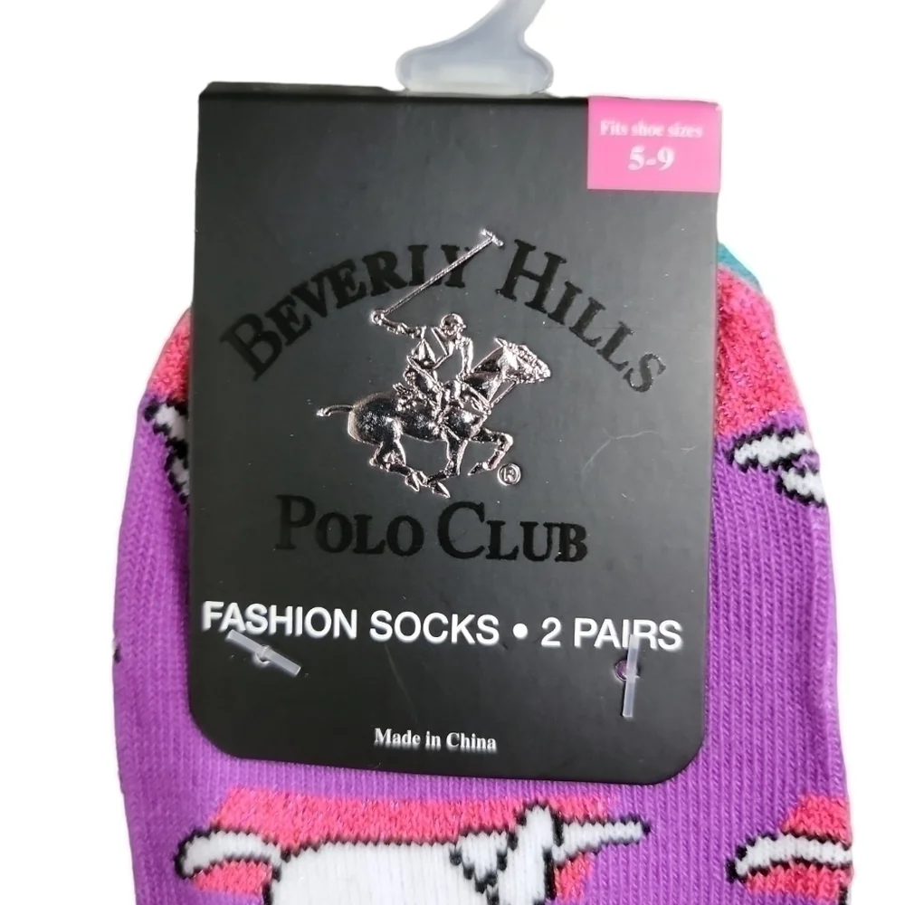 Socks Size 5-9 Beverly Hills Polo Club socks Cat doing yoga poses.  NWT